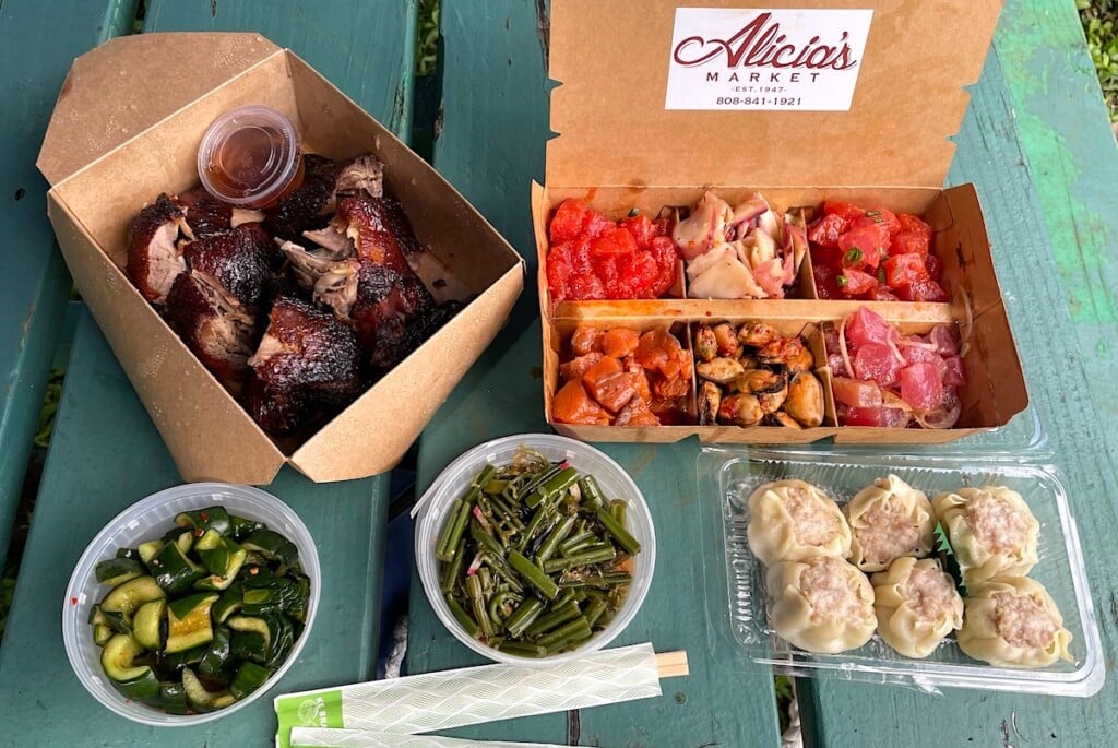 array of poke and other local hawaii snacks