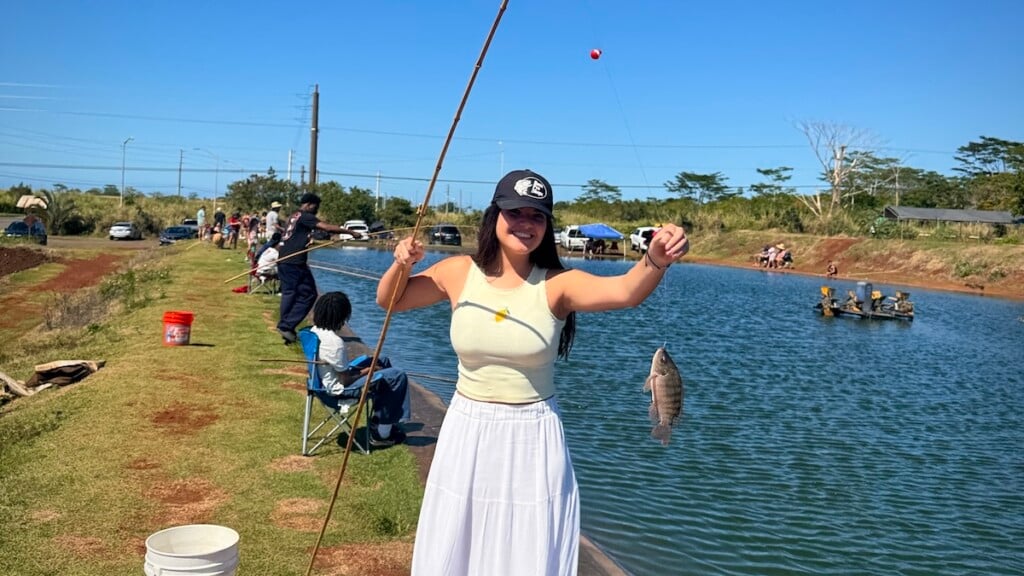 Caught a tilapia in Ali’i Agriculture Farms