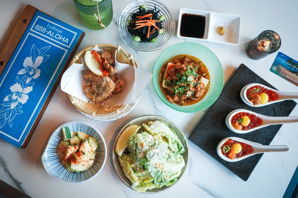 spread of dishes at one of honolulu's new restaurants