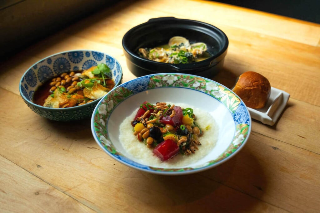 Assortment of three natto dishes