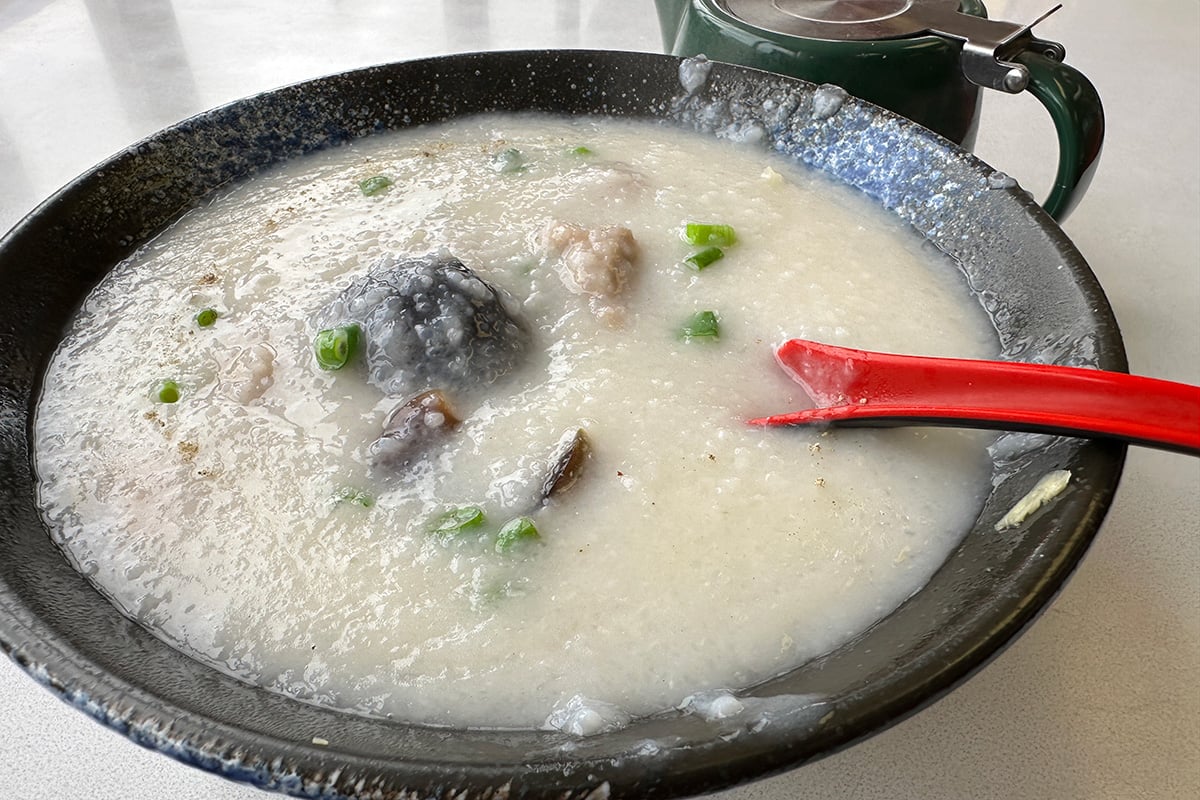 Pork egg jook